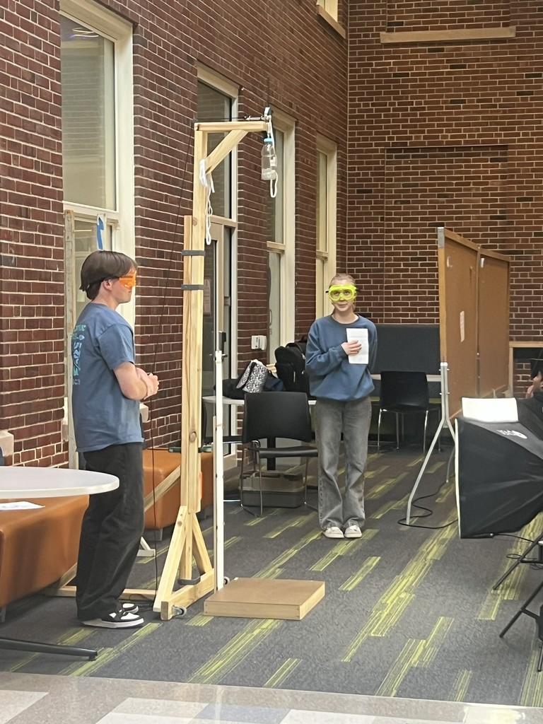Ruth and Mason competing in Bungee Drop in Everritt Hall.