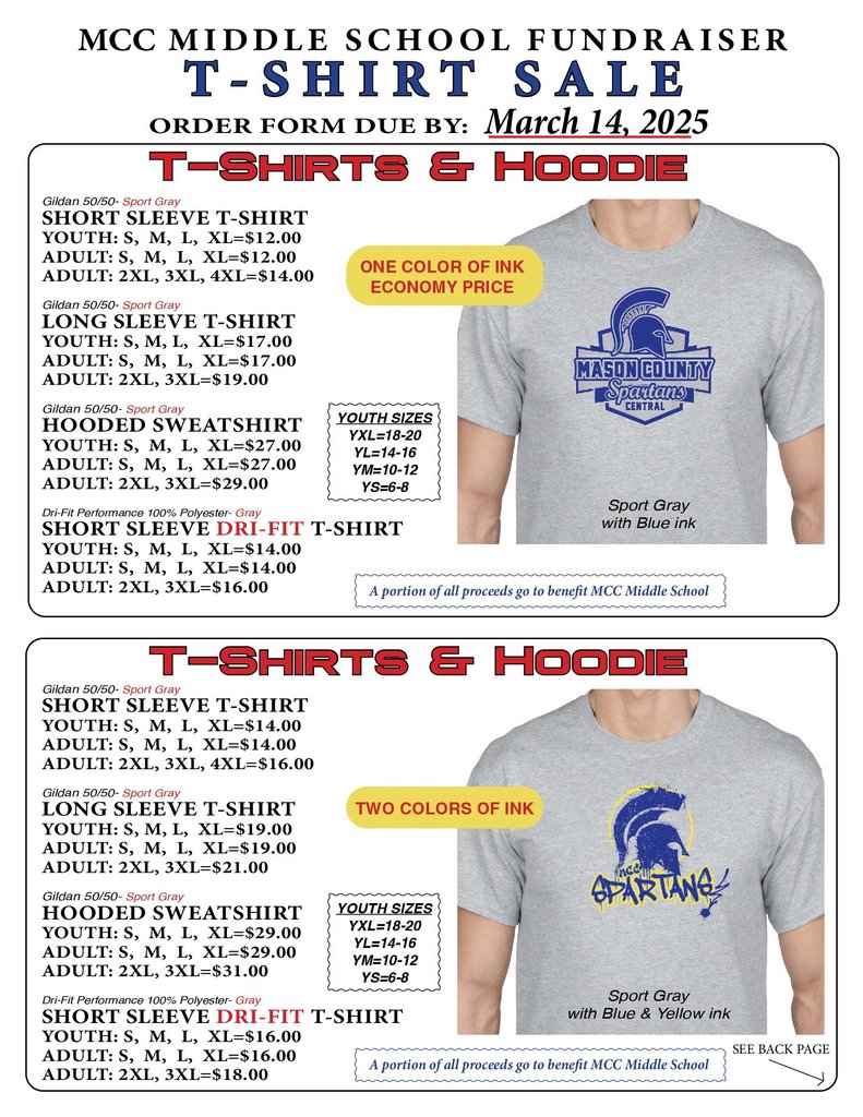 MCC Schools Middle School Shirt Order