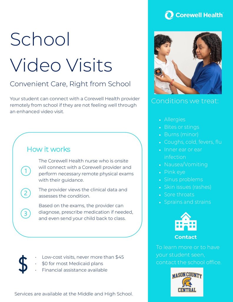MCC Schools School based video visits Flyer