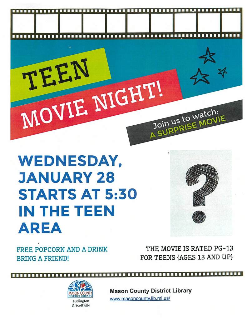 Teen Movie Night at Scottville Library this Wednesday