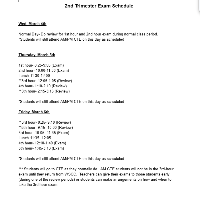 Exam Schedule