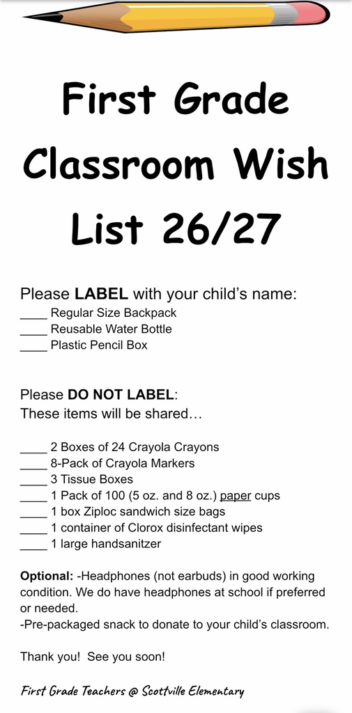 MCC schools Scottville elementary classroom wish lists