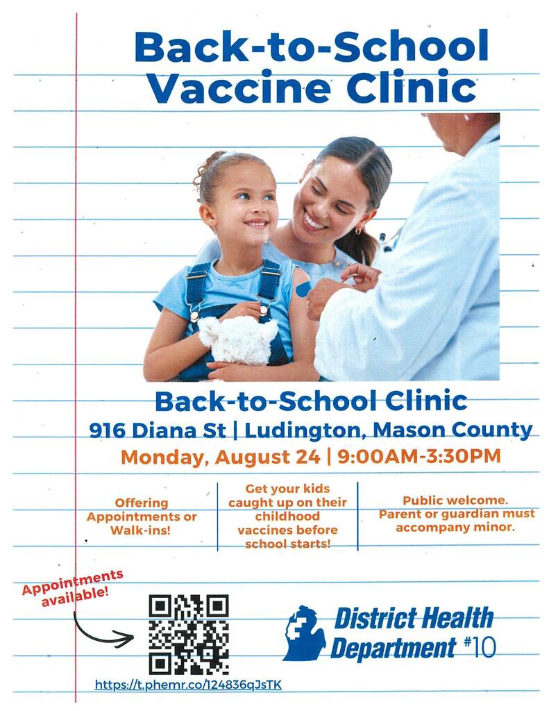 Vaccine Clinic for kids on August 24th at DHS #10