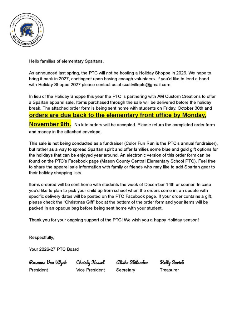 MCC Schools Scottville Elementary PTC Apparel sale