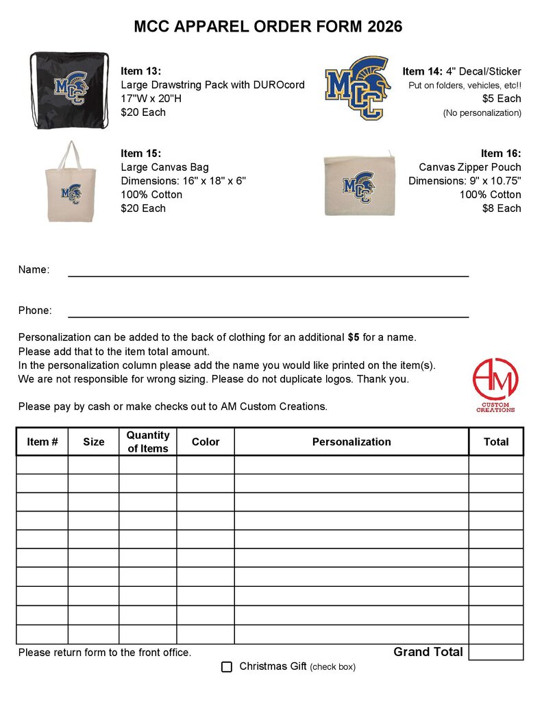 MCC Schools Scottville Elementary PTC Apparel sale