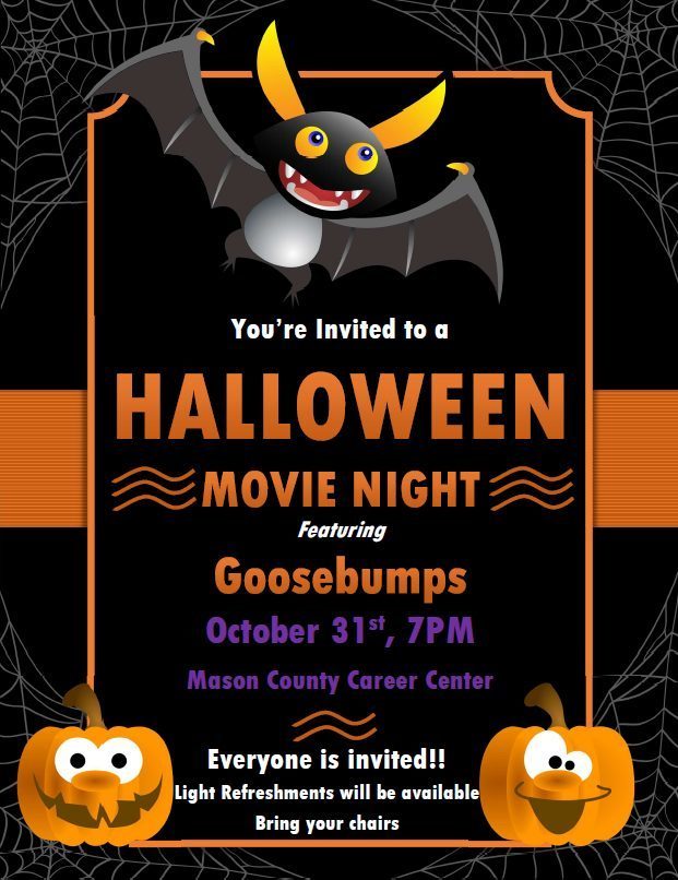 Halloween Movie Night-MCCC Goosebumps -October 31-7:00 PM