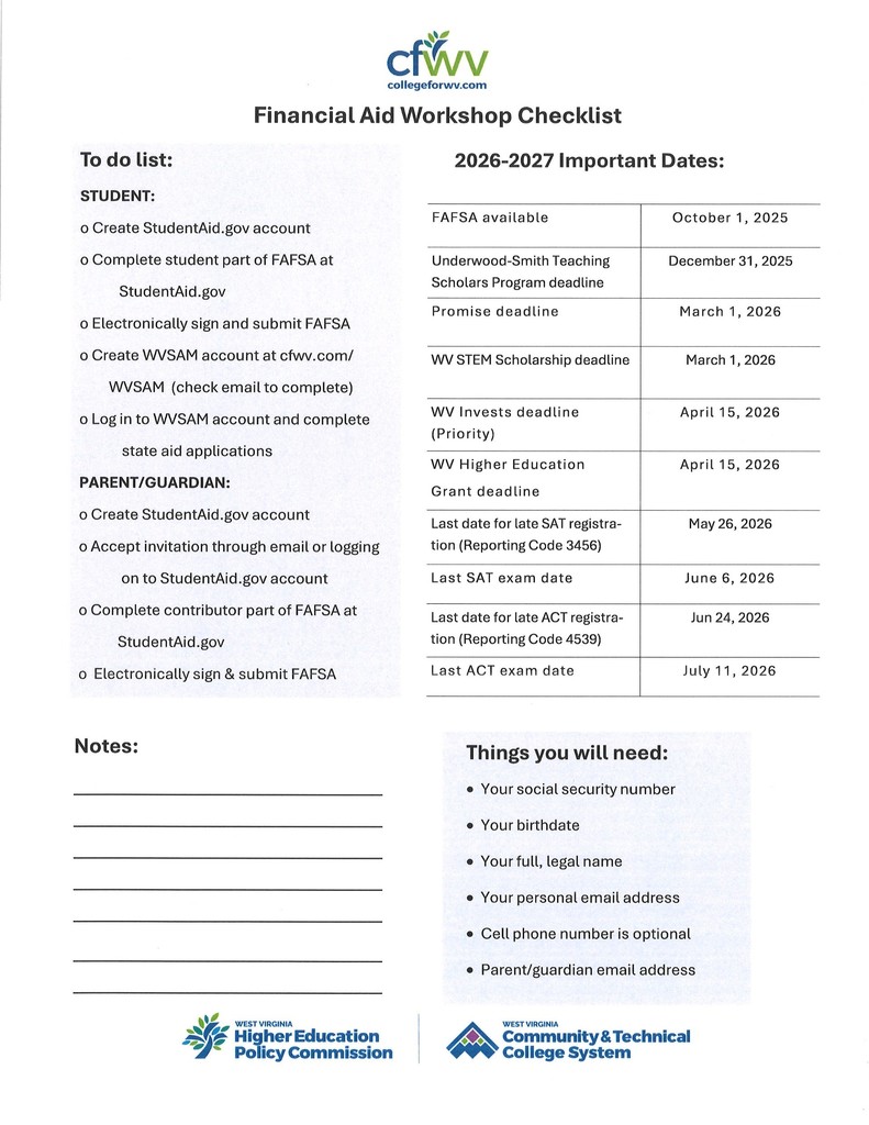 Checklist FAFSA