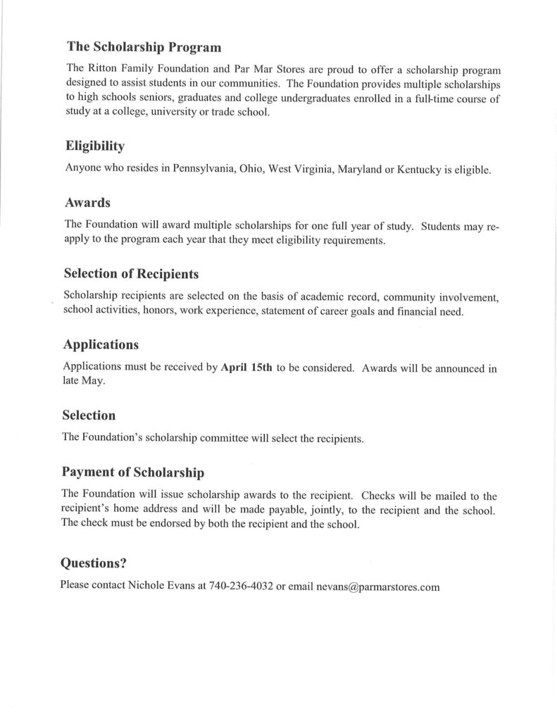 Scholarship Information: