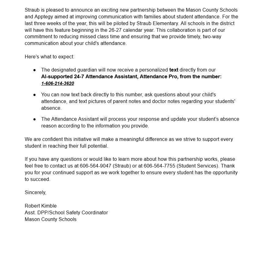 Straub Attendance Info