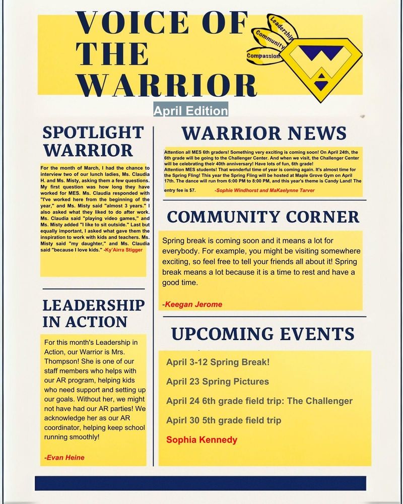 April Voice of the Warrior