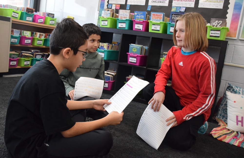 East Lake Fifth graders working on biography writing projects that they will read to their first grade buddies