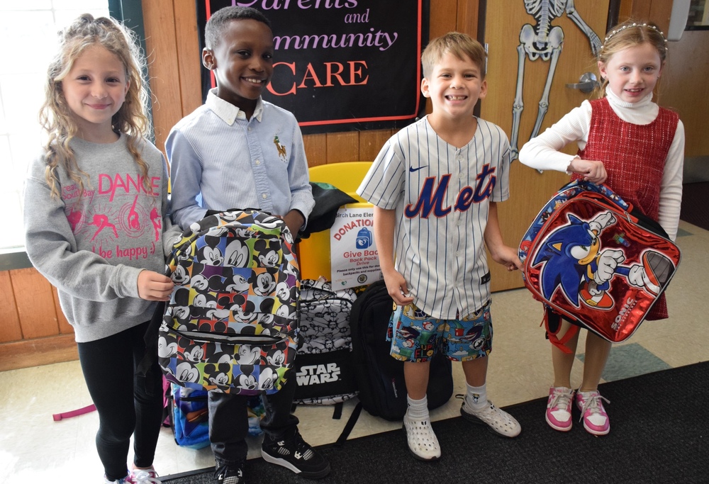 Birch Lane students who participated in the Give back backpack drive