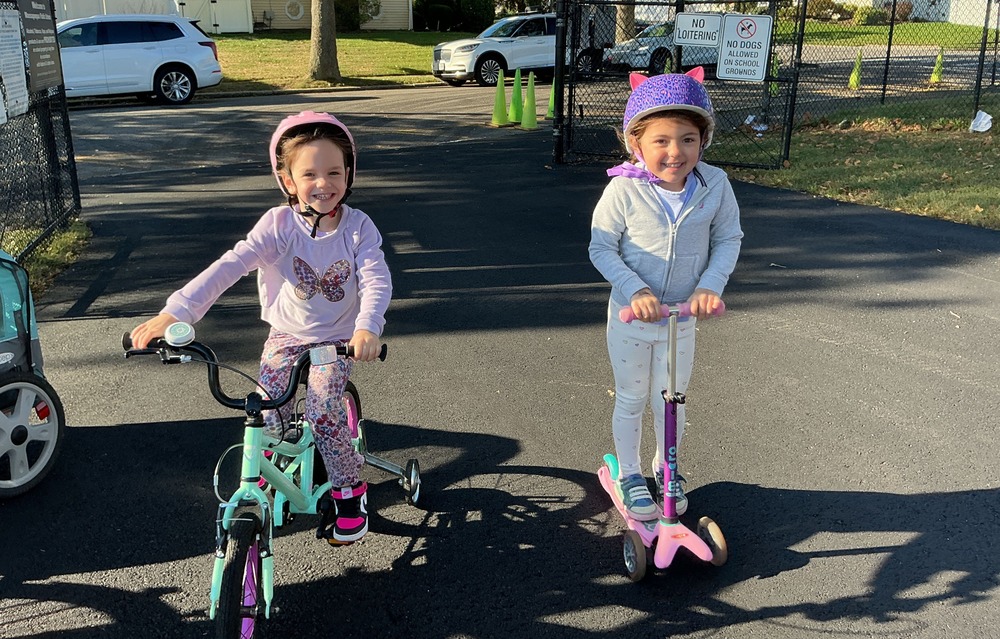 Student ride their bikes to school