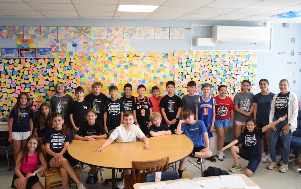 Lockhart students proudly displaying their wall of joy