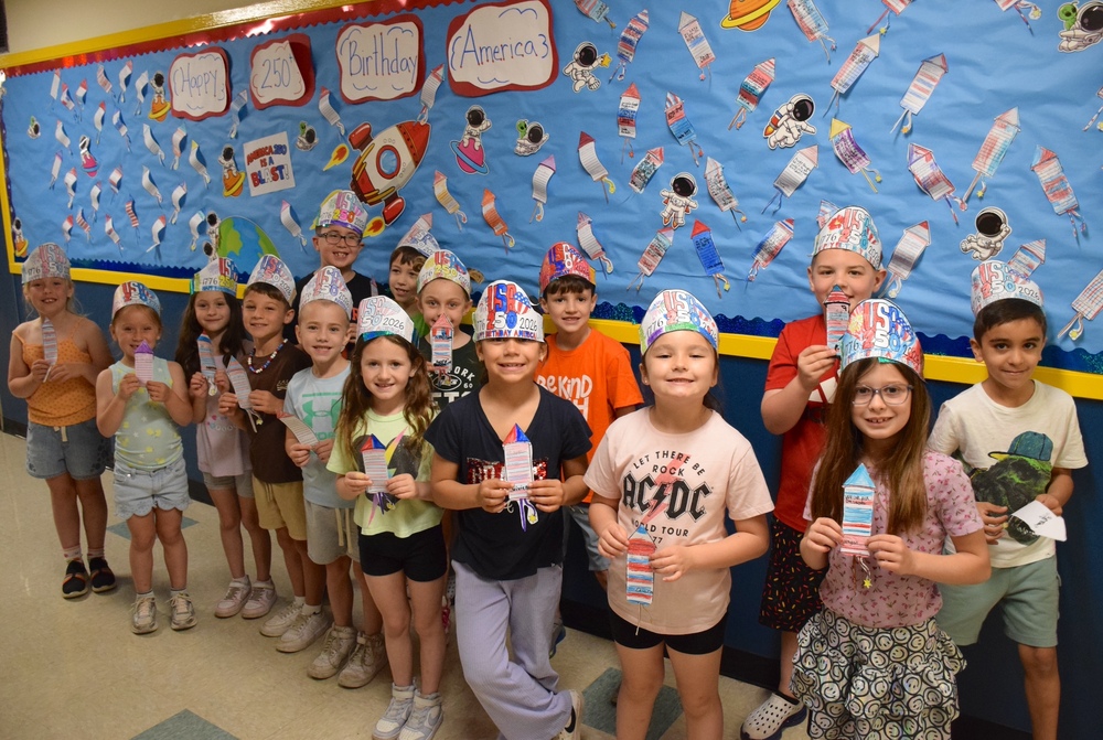 Birch Lane students celebrating America 250