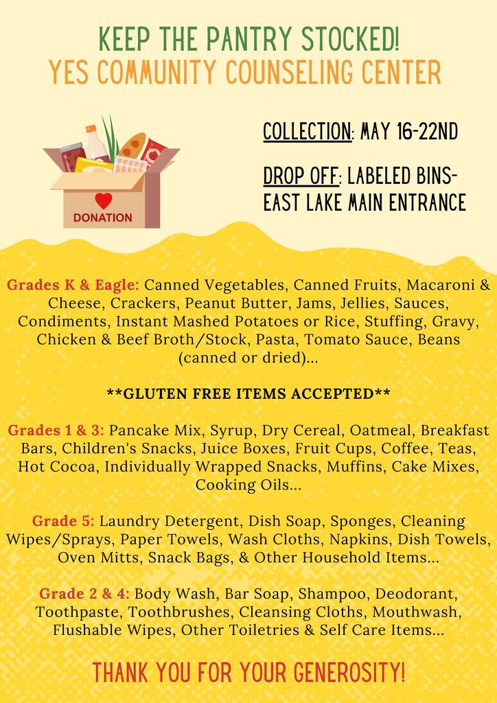 Food Drive flyer for May 2025
