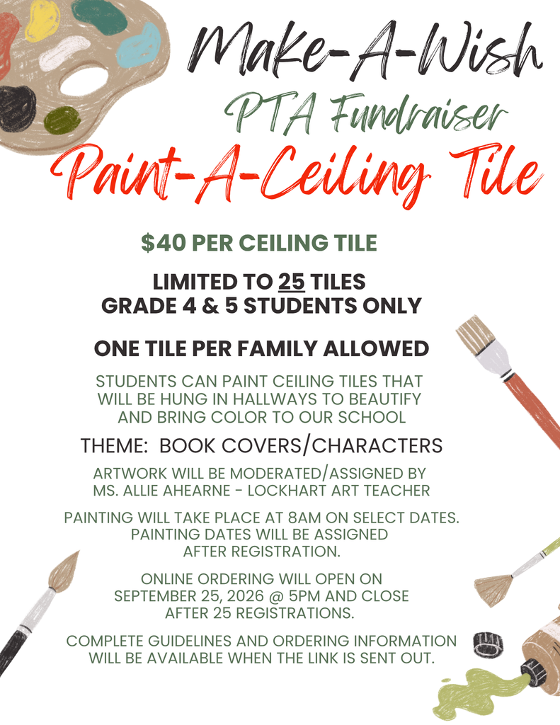 PTA Make A Wish Paint-A-Ceiling Tile Fundraiser