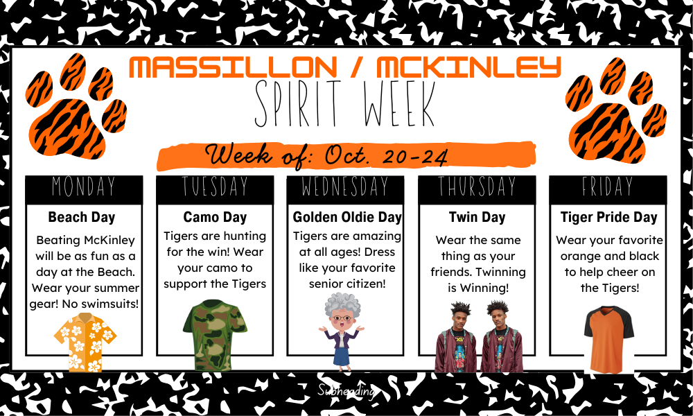 Massillon/McKinley Spirit Week Themes