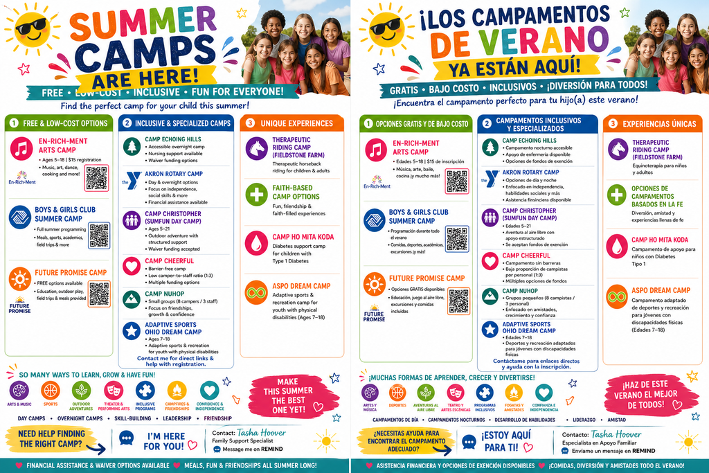 Summer Camps/Summer Fun for our students!