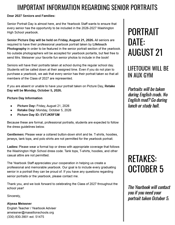 Senior Portrait Information 