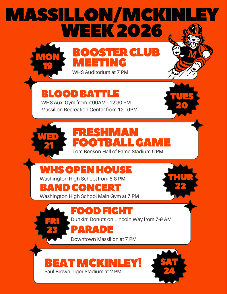 Massillon/McKinley Week Schedule