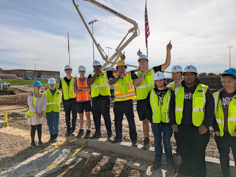 students at construction site