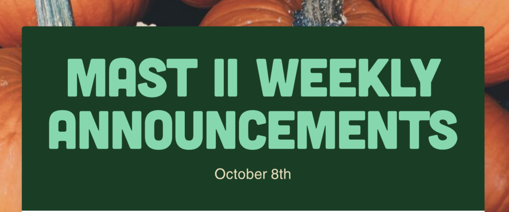 Announcements - October 8th
