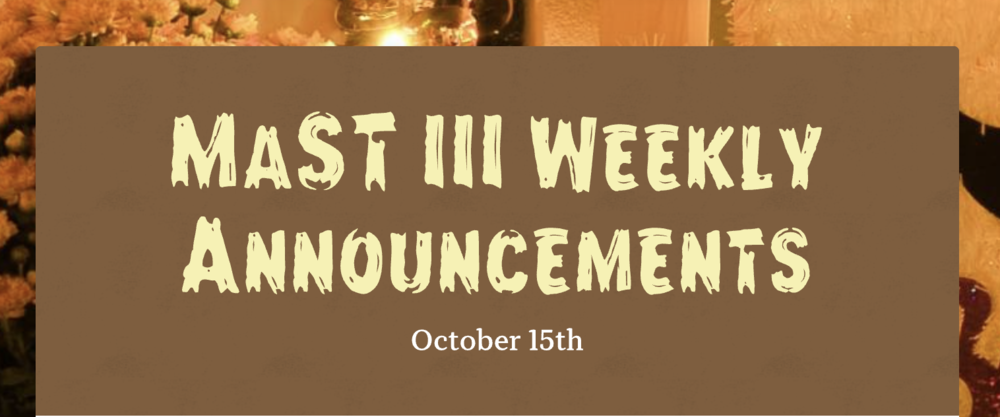 Announcements - October 15th