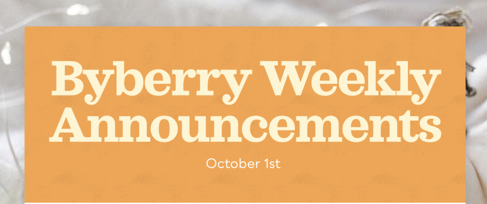 Announcements - October 1st