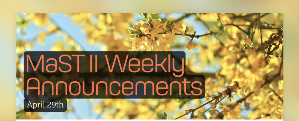 Announcements - April 29th