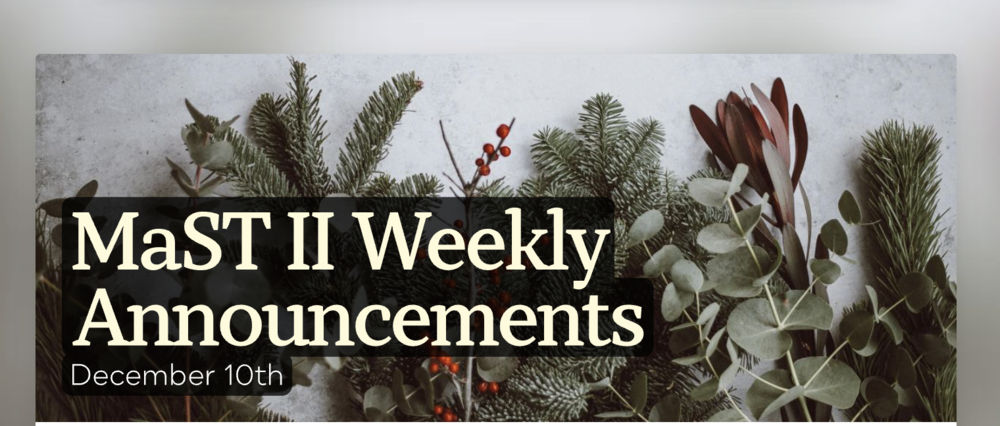 Announcements - December 10th