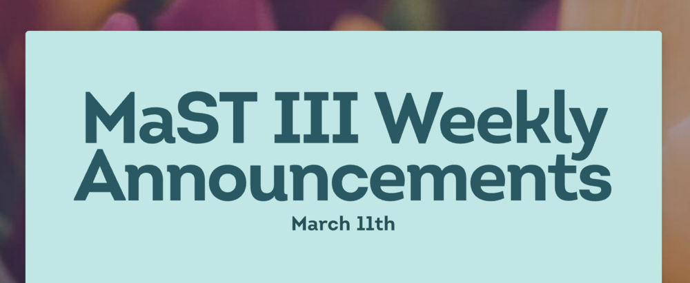 Announcements - March 11th