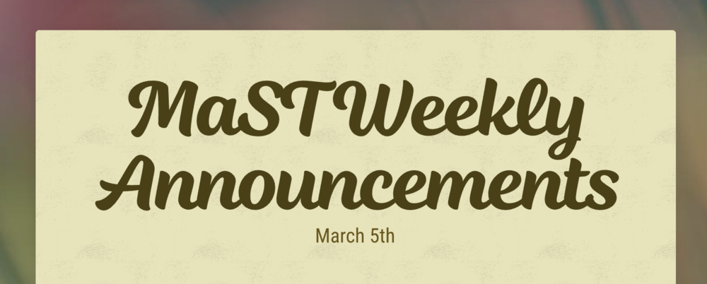 Announcements - March 5th