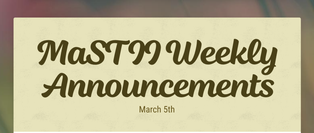Announcements - March 5th