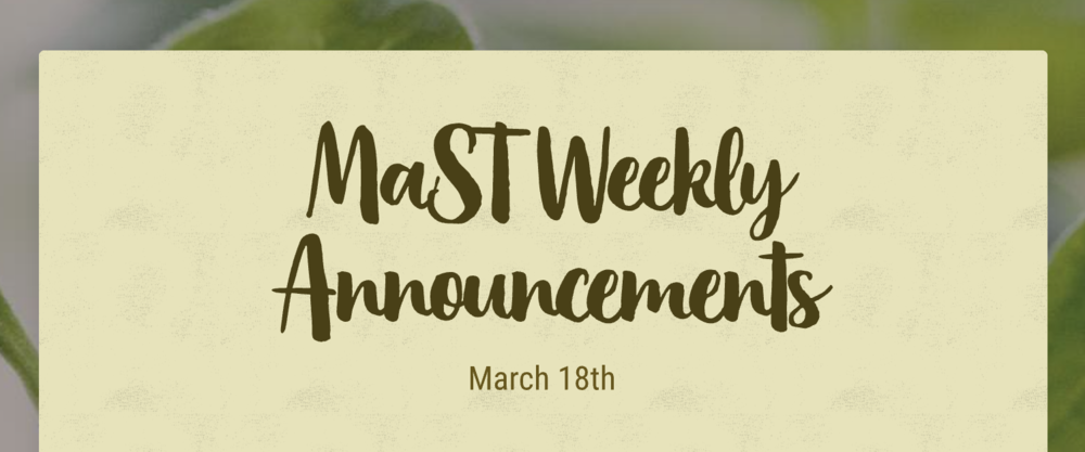 Announcements - March 18th
