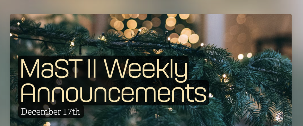 Announcements - December 17th