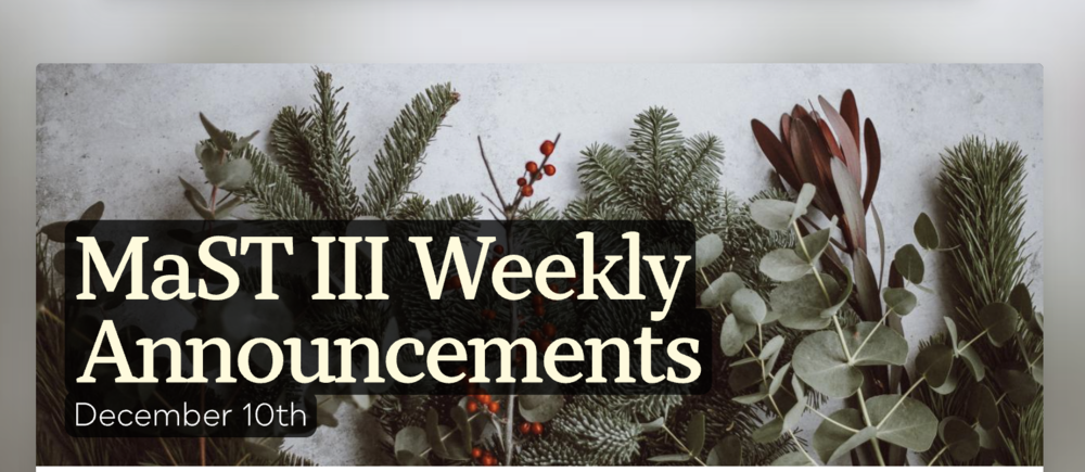 Announcements - December 10th