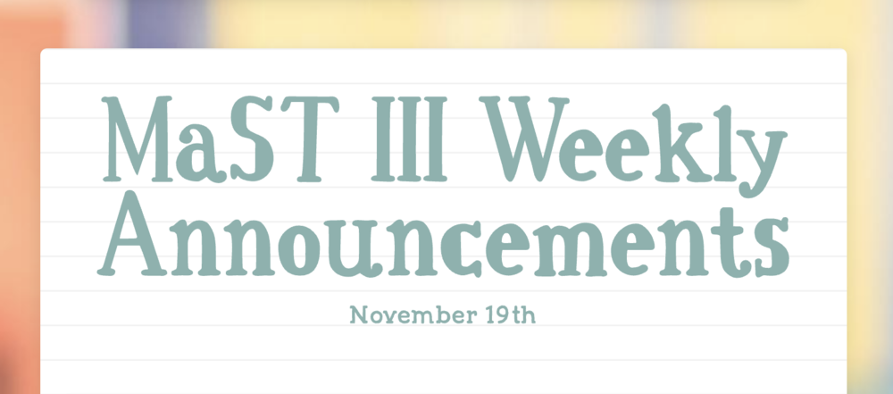 Announcements - November 19th