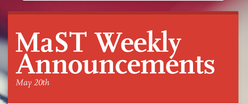 Announcements - May 20th