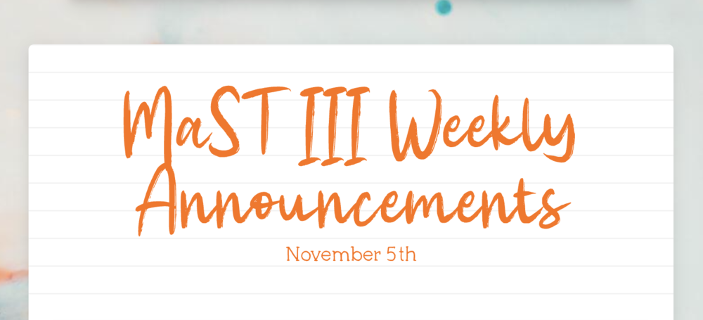 Announcements - November 5th