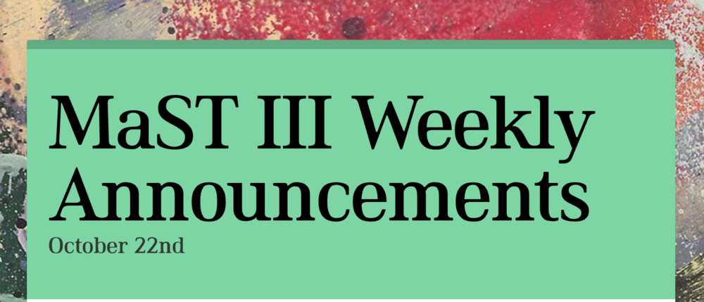 Announcements - October 22nd