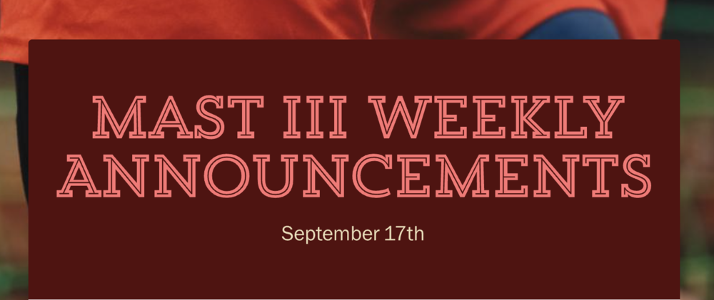 Announcements - Septemeber 17th