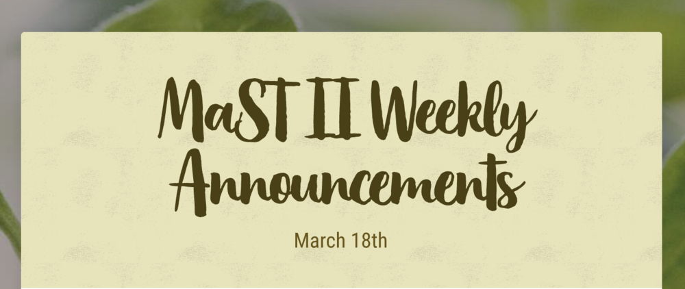 Announcements - March 18th