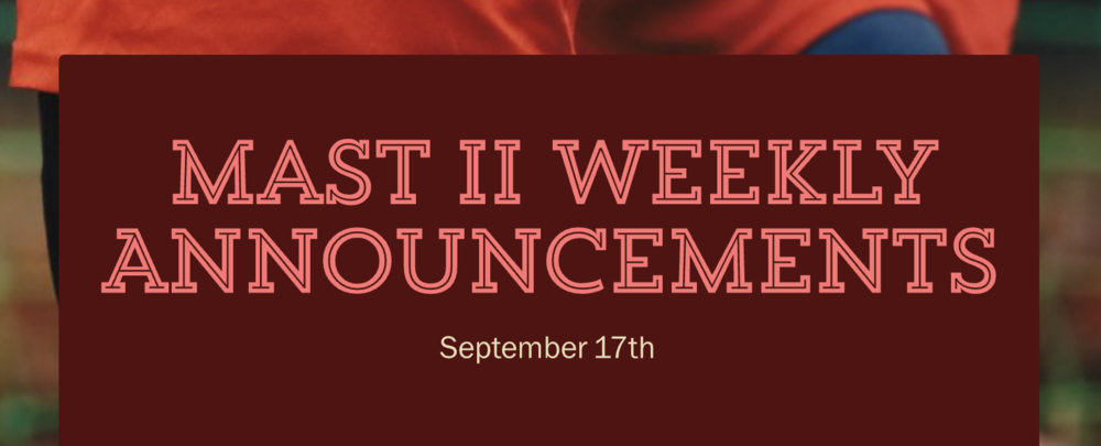 Announcements - Septemeber 17th