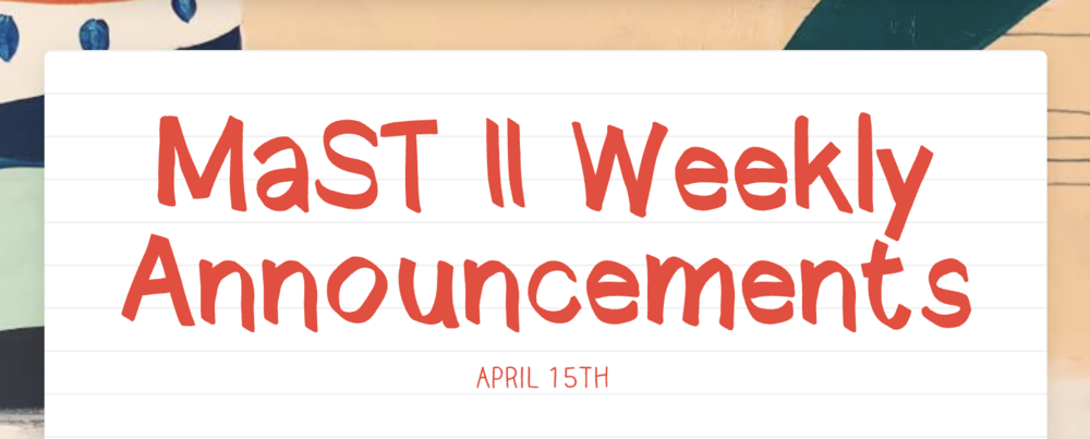Announcements - April 15th