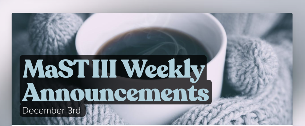 Announcements - December 3rd