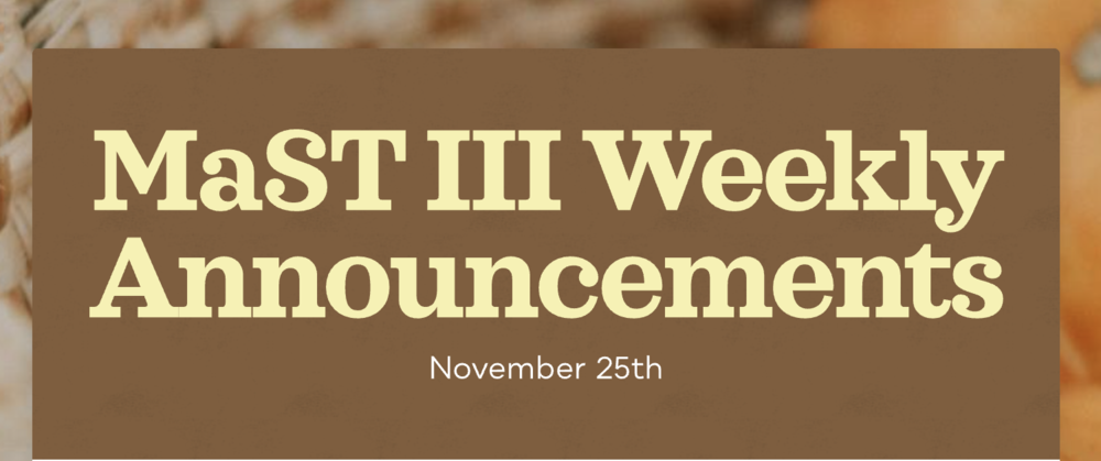 Announcements - November 25th