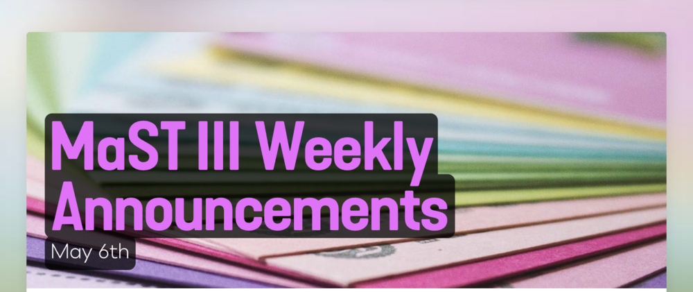 Announcements - May 6th