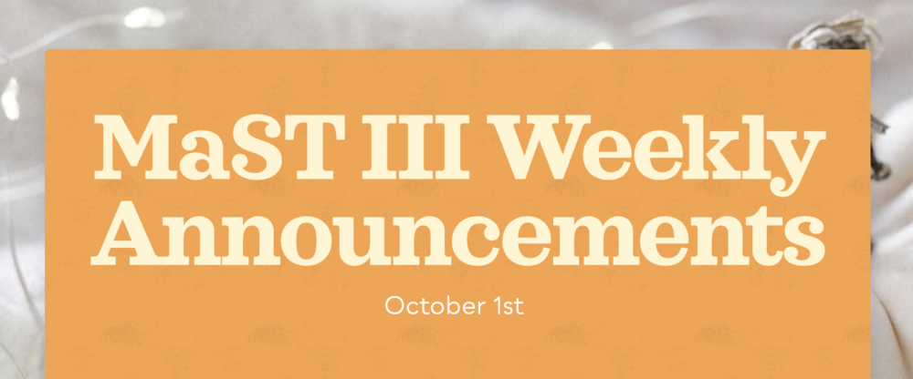 Announcements - October 1st