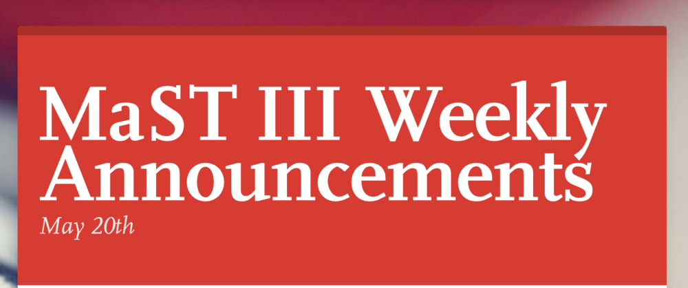 Announcements - May 20th